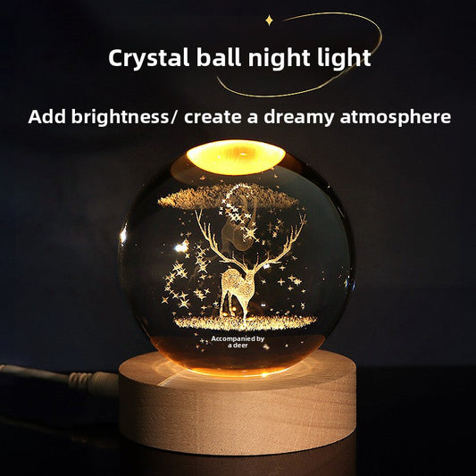Crystal Ball Night Light with Laser Carving and USB Base