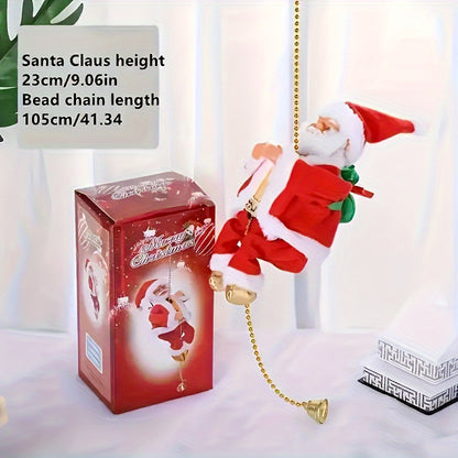 Santa Climbing Decoration – Moving Ladder/Rope Santa with LED Accents (Holiday Window & Tree Display)