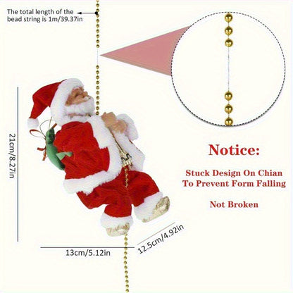 Santa Climbing Decoration – Moving Ladder/Rope Santa with LED Accents (Holiday Window & Tree Display)
